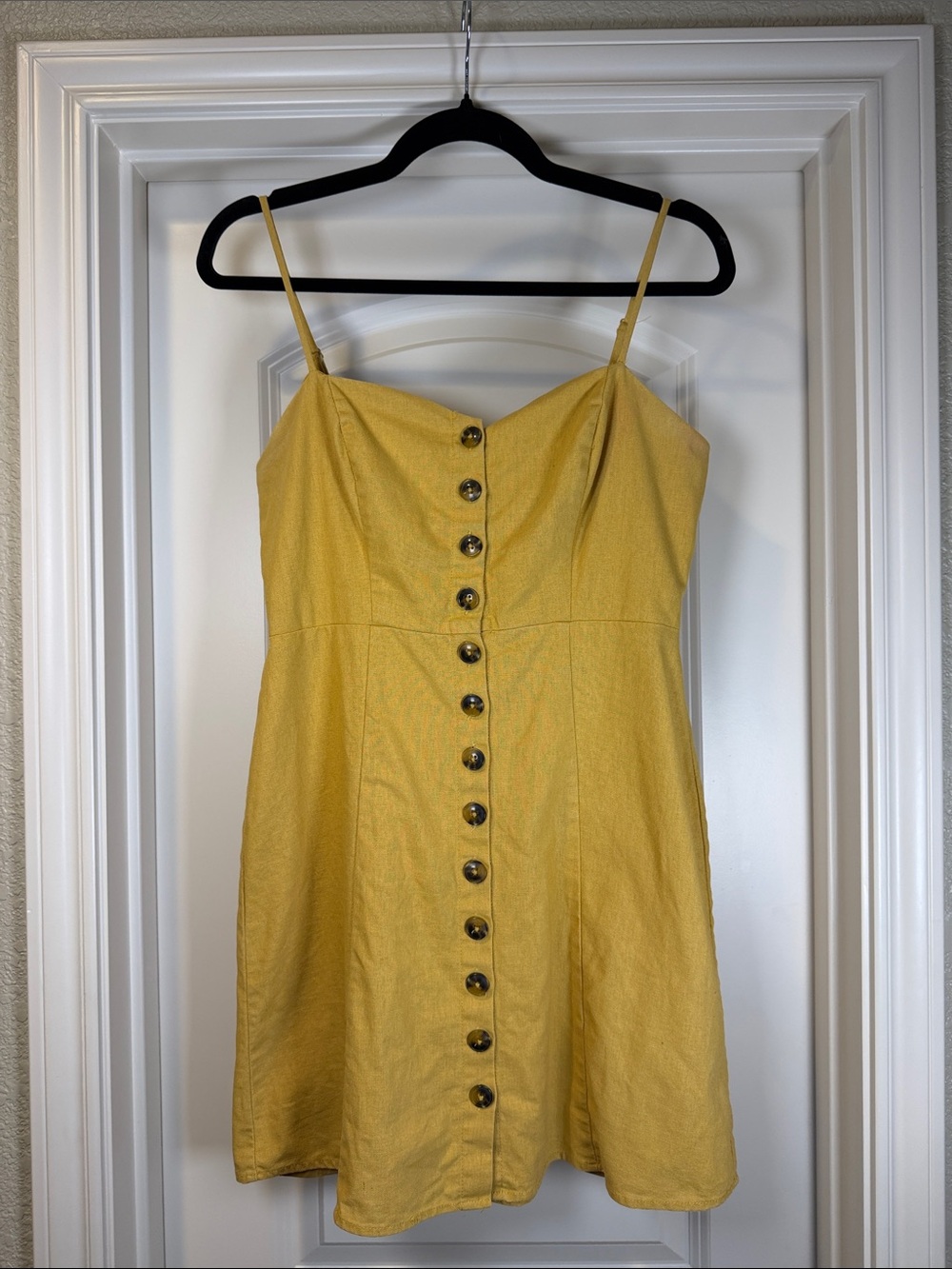 Socialite Mustard Yellow Button-Front Mini Dress